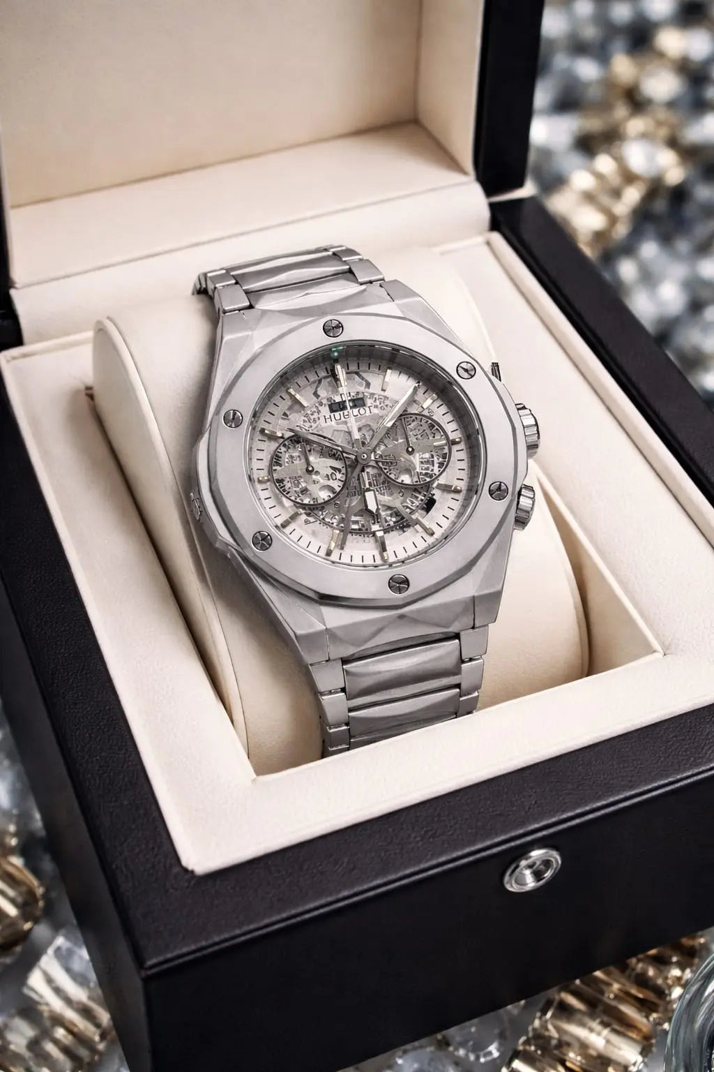 Luxury Silver Stainless Steel Skeleton Chronograph Men's Watch – Premium Waterproof Business Fashion Wrist Watch for Men Roman Essentials