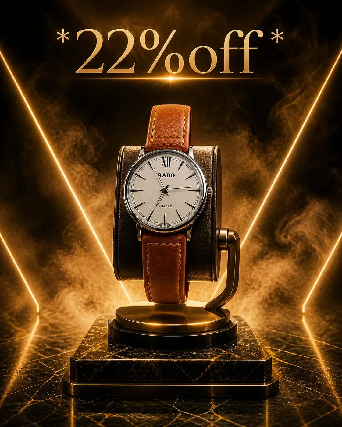 RADO Classic Quartz Leather Watch – Minimalist Luxury Timepiece Lightweight Roman Essentials