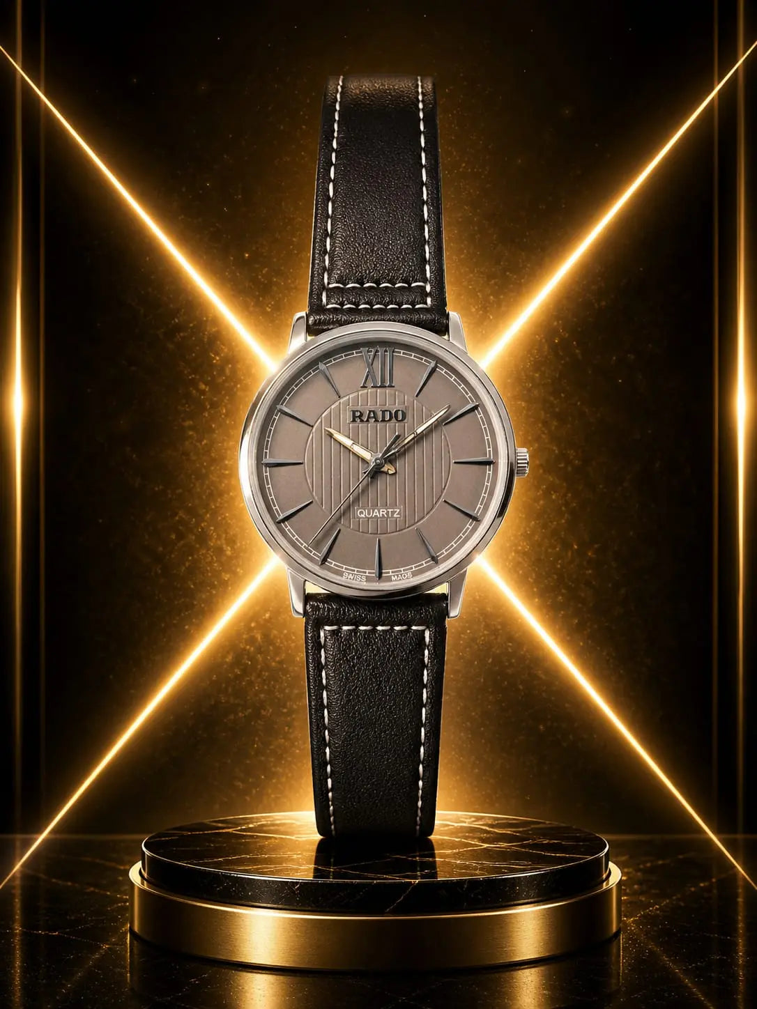 RADO Classic Quartz Leather Watch – Minimalist Luxury Timepiece Lightweight Roman Essentials