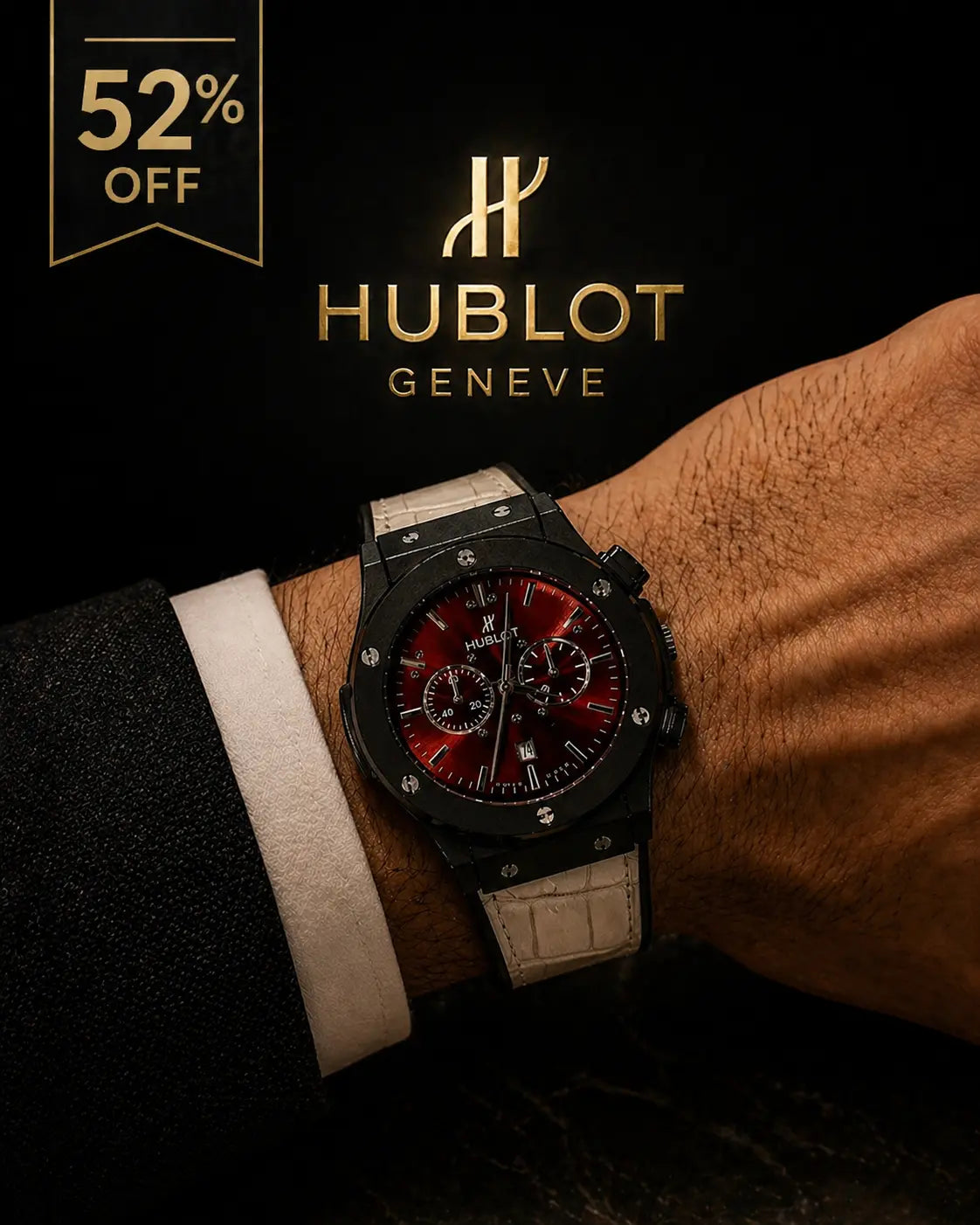 Own the Night – Hublot Crimson Power Edition Classy Watch for Men's Roman Essentials